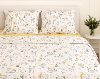 Cotton Bedding Set King, Winter Natural Comforter With Duvet Cover, Checkered Blanket, Bedroom Decor, Mothers Day Gift and New Home