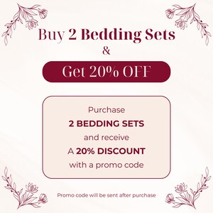 Cotton Bedding Set With Vintage Floral Print, King and Queen Duvet Cover, Pillowcases And Comforter, Botanical Sheets, Gift For Host image 3