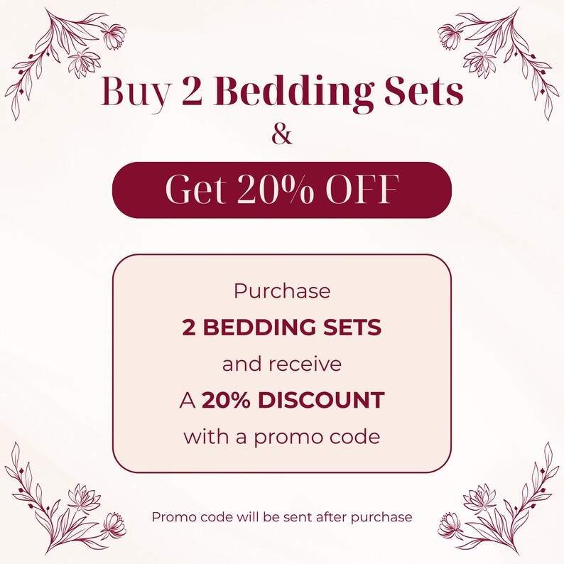 Cotton Bedding Set With Vintage Floral Print, King and Queen Duvet Cover, Pillowcases And Comforter, Botanical Sheets, Gift For Host image 3