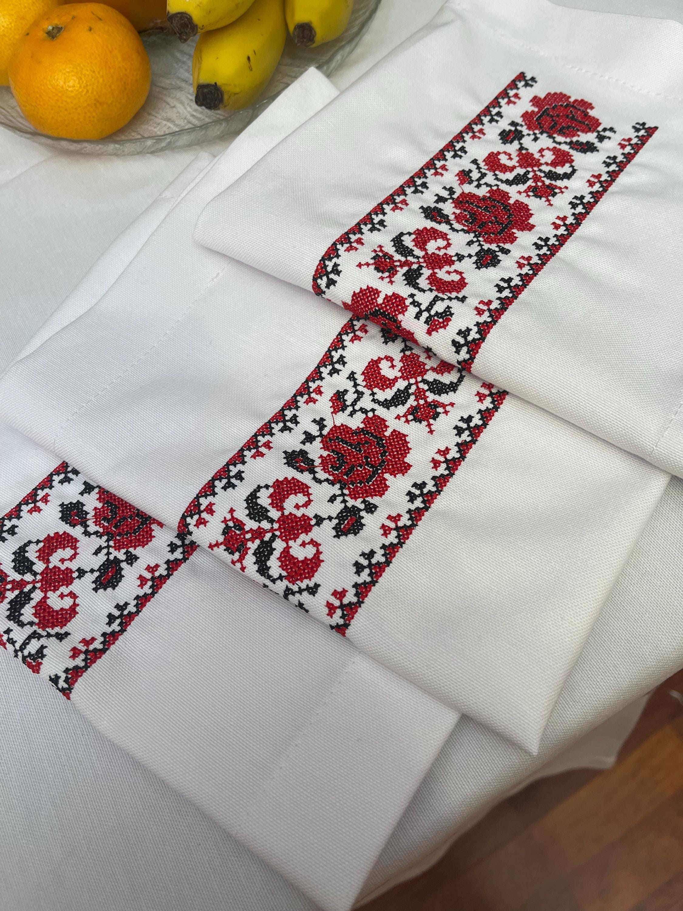刺繍入りテーブルクロスセット、コットンテーブルリネンとナプキン