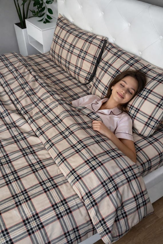 Gemütliches Bettwäsche-Set mit Flanell-Bettwäsche und Bettbezug aus Baumwolle, König oder Vollbett-Set, weichem Tröster, Muttertagsgeschenk Wohnkultur Schlafzimmerstil