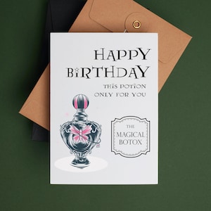 Cartão de aniversário para impressão - Poção mágica de botox - Cartão de aniversário divertido da Magic School - Para bruxas e bruxos