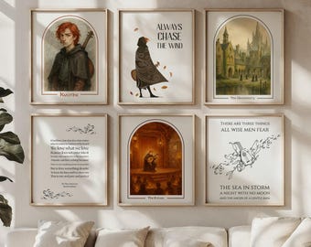 6 set van The Name of the Wind-serie afdrukbare muurkunst - Kingkiller Chronicles Home Decor - direct downloaden - Kvothe-poster