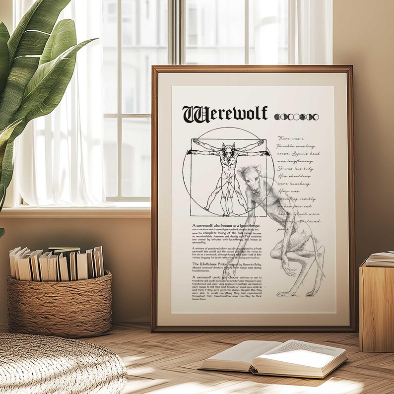 Printable Wall Art - Werewolf Definition - Halloween Theme - Witch and ...