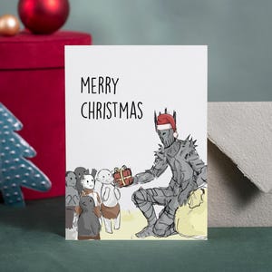 Cartão de Natal para imprimir - Feliz Natal com bebês Orcs - Saudação divertida de Natal para fãs do SdA - Cartão de felicitações engraçado para a Terra Média