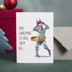 Cartão de Natal para imprimir - Um Natal para governar TODOS - Saudação divertida de fim de ano para fãs do SdA - Cartão de felicitações engraçado para a Terra Média