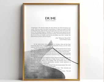 Druckbare Wandkunst - Dune I Erstes Kapitel - Frank Herbert Zitat - Sofortiger Download - Buchseitenkunst - Buchcover Design