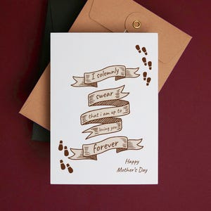 Cartão de Dia das Mães para imprimir - Juro amar você para sempre - Cartão engraçado de mãe bruxa e bruxa - Cartão de feliz dia das mães - Tema HP