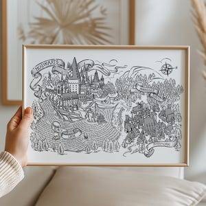 MAPPA della scuola di magia stampabile - Decorazione per la casa di streghe e maghi - Download immediato - Decorazione murale - Decorazione per la casa dell'ufficio della scuola materna - Cameretta dei bambini