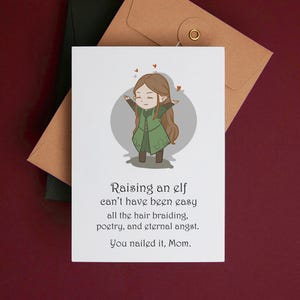 Afdrukbare Moederdagkaart - ELF opvoeden is niet eenvoudig - LOTR Fan Mom Card Gift