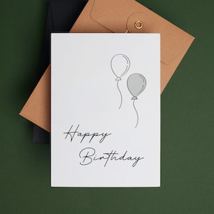 Happy Birthday Digital Card with Balloons - Printable Birthday Card - Instant Download Birthday Wishes - Balloon Theme Card Design