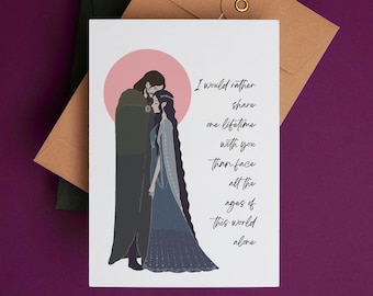 Tarjeta de aniversario imprimible - Arwen y Argorn: Preferiría compartir una vida contigo - Tarjeta del día de San Valentín - Tarjeta de amor para la Tierra Media