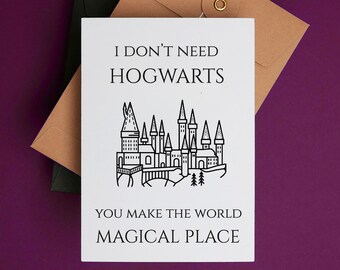 Printable Anniversery Card - You make the world magical place - Valentine's Day Card - Love Card for witches and wizards from magic school