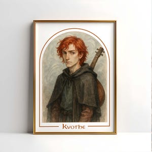 Printable Wall Art - The Name of the Wind - Kvothe Watercolor Portrait - Patrick Rothfuss Quote - Instant Download