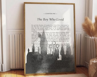 Arte mural imprimible - Primer capítulo del primer libro de HP - El niño que sobrevivió - Decoración del hogar de brujas y magos - Descarga instantánea - Impresión digital