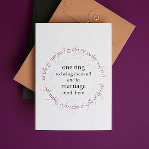 Afdrukbare Valentijnsdagkaart - One Marriage Ring - Jubileumkaart - Love Card from Middle Earth - LOTR-fankaart
