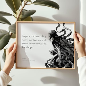 May include: Black and white illustration of a hooded figure with the text "I represent that one thing you've never been able to kill, no matter how hard you try. I am hope." and the text "Kelster Mistborn the final Empire".