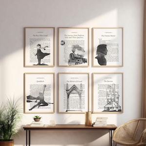 6 Set of HP Book Page Printable Wall Art - Witch and Wizard Home Decor - Instant Download - Wall Art - Nursery Office Home Decor - Kids Room