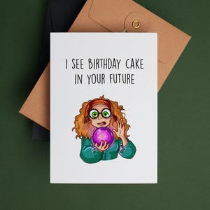 Cartão de aniversário para impressão - Aula de adivinhação com o Prof. Trelawney - Cartão de aniversário divertido da Magic School