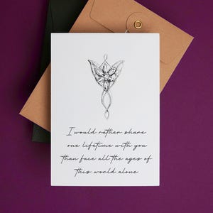 Tarjeta de aniversario imprimible - Arwen y Argorn: Preferiría compartir una vida contigo - Tarjeta del día de San Valentín - Tarjeta de amor para la Tierra Media