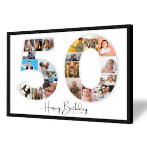 50th Birthday Photo Collage | 50th Birthday Gift | 20 Pictures | Photo Gift | Birthday Number 50 Printable | Editable 50th Birthday