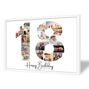 Collage pour 18e Anniversaire | A4, A3, A2 | Personnalisé | 20 Photos | Cadeau Photo | Cadeau de Dernière Minute à Imprimer | PDF