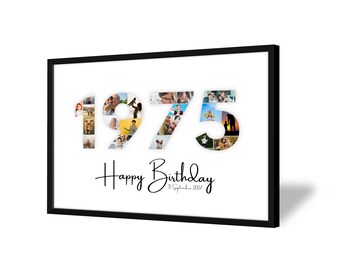 50th Birthday Photo Collage | 1975 | 50th Birthday Gift | 20 Pictures | Photo Gift | Birthday Number 50 Printable | Editable 50th Birthday