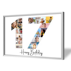 Collage voor 17e Verjaardag | A4, A3, A2 | Gepersonaliseerd | 20 Foto's | Fotogeschenk | Last-Minute Cadeau om Zelf te Printen | PDF