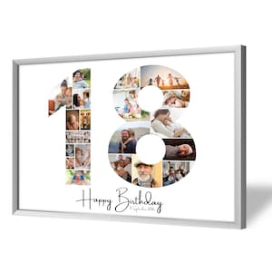 Collage pour 18e Anniversaire | A4, A3, A2 | Personnalisé | 20 Photos | Cadeau Photo | Cadeau de Dernière Minute à Imprimer | PDF