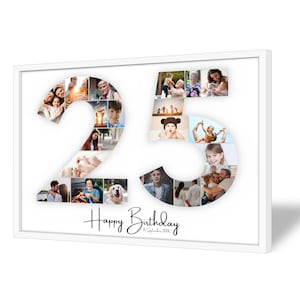 Collage per il 25º Compleanno | A4, A3, A2 | Personalizzato | 20 Foto | Regalo Fotografico | Regalo dell'Ultimo Minuto da Stampare | PDF