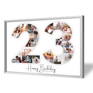 Collage pour 23e Anniversaire | A4, A3, A2 | Personnalisé | 20 Photos | Cadeau Photo | Cadeau de Dernière Minute à Imprimer | PDF