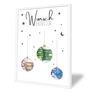 Regalo in denaro per Natale | A5, A4, A3, A2 | Regala soldi in modo creativo | esauditore di desideri | Regalo dell'ultimo minuto da stampare | PDF