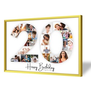 20th Birthday Photo Collage | 20th Birthday Gift | 20 Pictures | Photo Gift | Birthday Number 20 Printable | Editable 20th Birthday