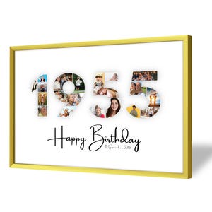 70th Birthday Photo Collage | 1955 | 70th Birthday Gift | 20 Pictures | Photo Gift | Birthday Number 70 Printable | Editable 70th Birthday