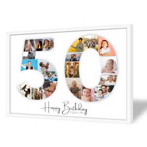 Collage zum 50 Geburtstag | A4, A3, A2 | Personalisiert | 20 Bilder | Fotogeschenk | Last-Minute Geschenk zum Selbstdrucken | PDF