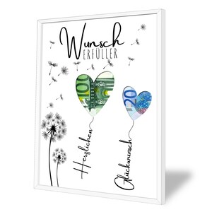 Geldgeschenk zum Geburtstag | A5, A4, A3, A2 | Geld kreativ verschenken | Wunscherfüller | Last-Minute Geschenk zum Selbstdrucken | PDF