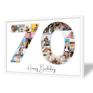 Collage pour 70e Anniversaire | A4, A3, A2 | Personnalisé | 20 Photos | Cadeau Photo | Cadeau de Dernière Minute à Imprimer | PDF