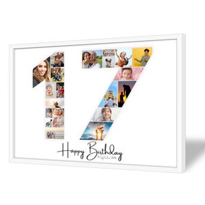 Collage pour 17e Anniversaire | A4, A3, A2 | Personnalisé | 20 Photos | Cadeau Photo | Cadeau de Dernière Minute à Imprimer | PDF