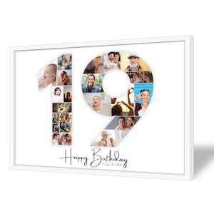 Collage per il 19º Compleanno | A4, A3, A2 | Personalizzato | 20 Foto | Regalo Fotografico | Regalo dell'Ultimo Minuto da Stampare | PDF