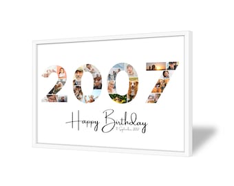 18th Birthday Photo Collage | 2007 | 18th Birthday Gift | 20 Pictures | Photo Gift | Birthday Number 18 Printable | Editable 18th Birthday