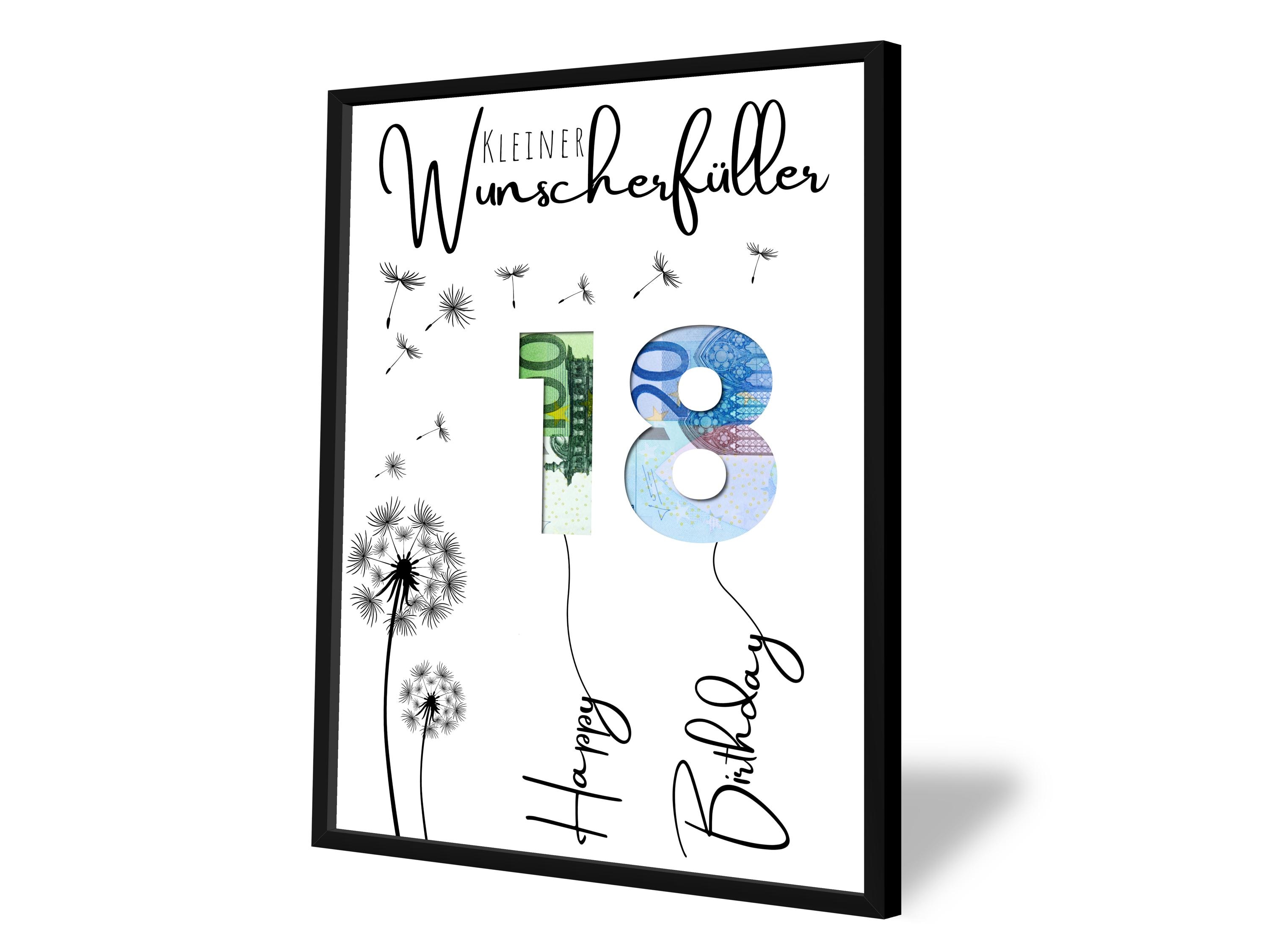 Cornice Regalo Per Soldi 18° Compleanno – Poster Con Numero 18 Per Inserire Banconote – Idea Regalo Divertente Per Ragazzo E Ragazza
