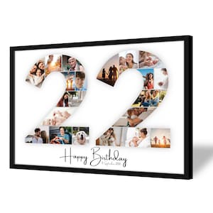 Collage zum 22 Geburtstag | A4, A3, A2 | Personalisiert | 20 Bilder | Fotogeschenk | Last-Minute Geschenk zum Selbstdrucken | PDF