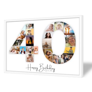 Collage pour 40e Anniversaire | A4, A3, A2 | Personnalisé | 20 Photos | Cadeau Photo | Cadeau de Dernière Minute à Imprimer | PDF