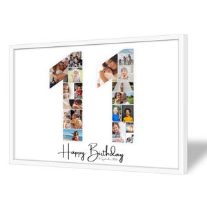 Collage pour 11e Anniversaire | A4, A3, A2 | Personnalisé | 20 Photos | Cadeau Photo | Cadeau de Dernière Minute à Imprimer | PDF