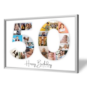 Collage pour 50e Anniversaire | A4, A3, A2 | Personnalisé | 20 Photos | Cadeau Photo | Cadeau de Dernière Minute à Imprimer | PDF