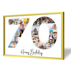 70th Birthday Photo Collage | 70th Birthday Gift | 20 Pictures | Photo Gift | Birthday Number 70 Printable | Editable 70th Birthday
