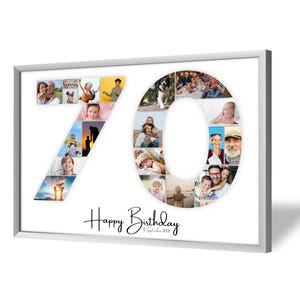 Collage per il 70º Compleanno | A4, A3, A2 | Personalizzato | 20 Foto | Regalo Fotografico | Regalo dell'Ultimo Minuto da Stampare | PDF