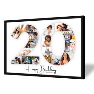 20th Birthday Photo Collage | 20th Birthday Gift | 20 Pictures | Photo Gift | Birthday Number 20 Printable | Editable 20th Birthday