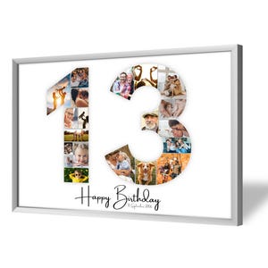 Collage pour 13e Anniversaire | A4, A3, A2 | Personnalisé | 20 Photos | Cadeau Photo | Cadeau de Dernière Minute à Imprimer | PDF