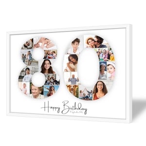 Collage voor 80e Verjaardag | A4, A3, A2 | Gepersonaliseerd | 20 Foto's | Fotogeschenk | Last-Minute Cadeau om Zelf te Printen | PDF